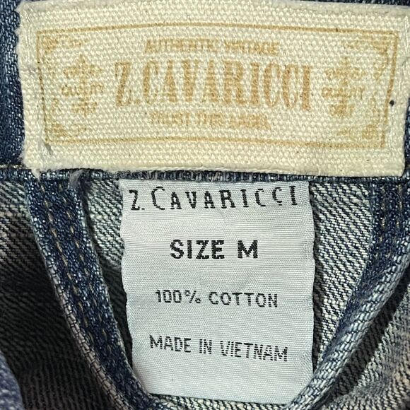 Z Cavaricci Trucker Jacket Vest Womens Sz M Blue Distressed Studded Buttons VTG - Picture 2 of 11